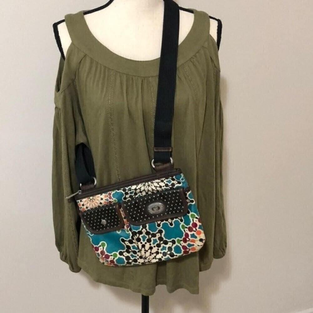 Fossil Key-Per Print Crossbody Shoulder Bag Boho Vibes - Picture 2 of 9